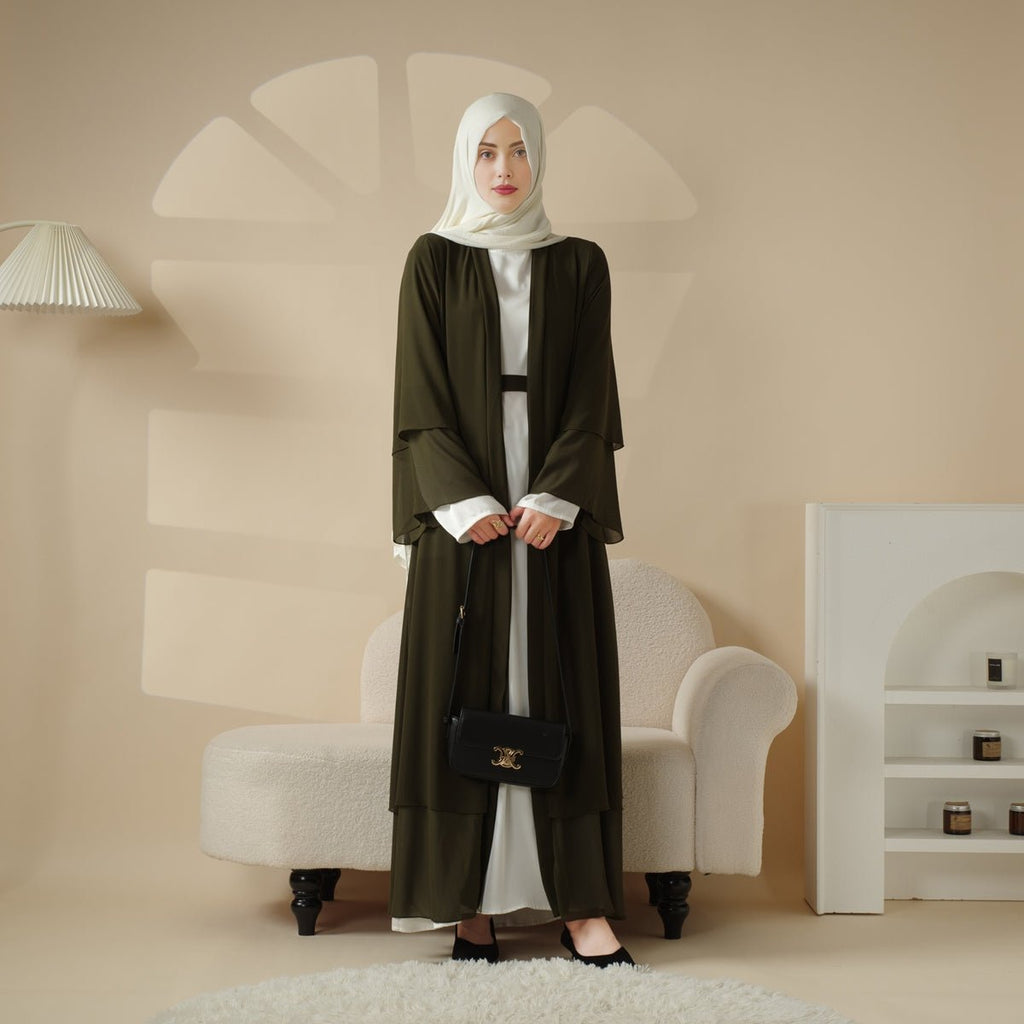 Mariam's Collection Mariam's Collection Stylish Chiffon Muslim Set Abaya (MOA008) — comparison shot
