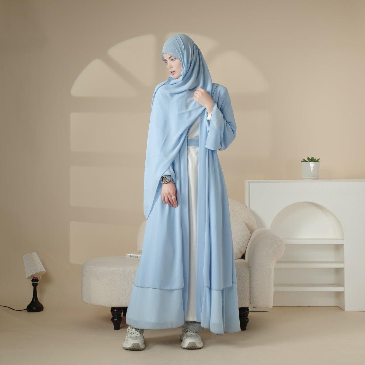 Mariam's Collection Mariam's Collection Stylish Chiffon Muslim Set Abaya (MOA008) — fabric or material detail
