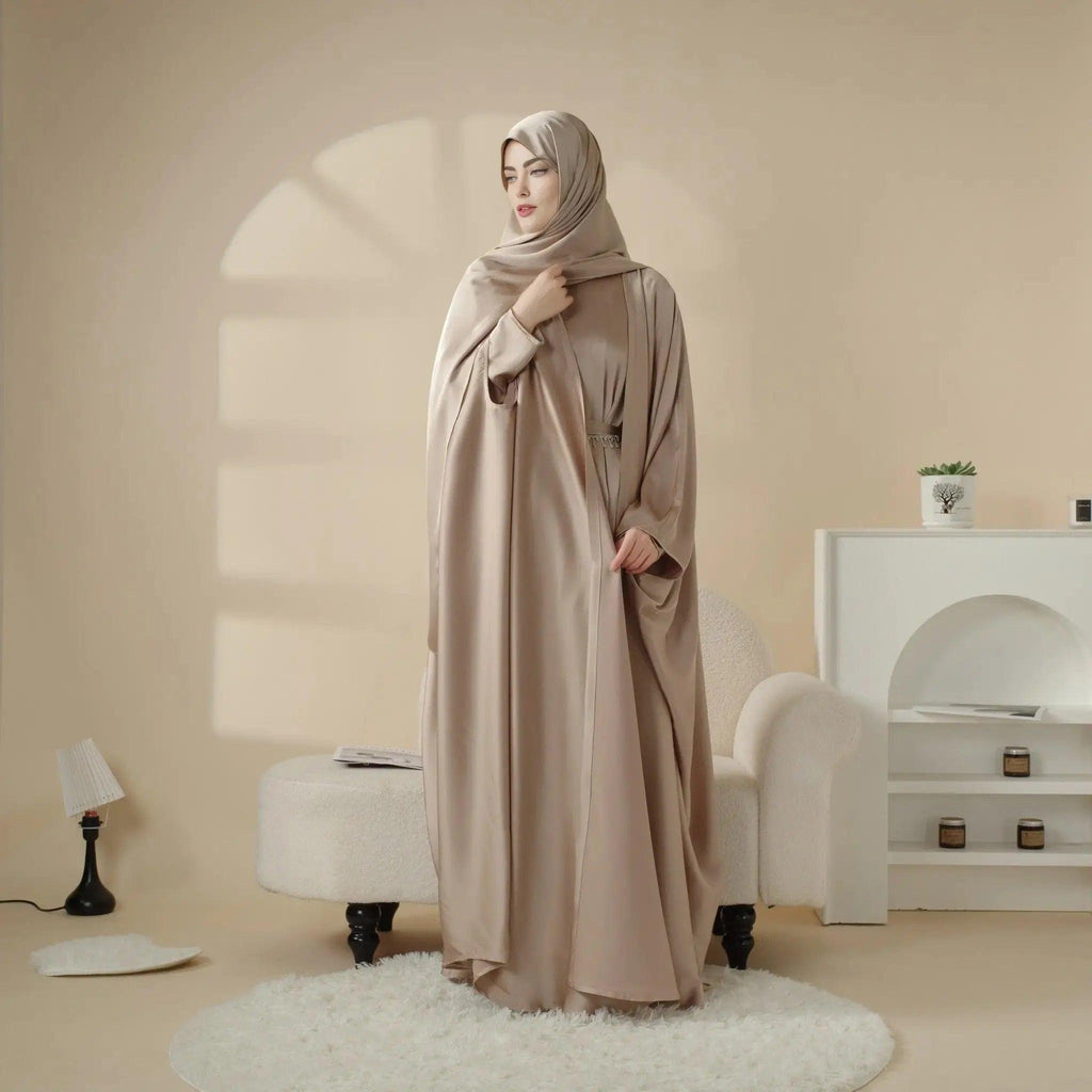 Mariam's Collection 5-Piece Set Butterfly Abaya With Niqab, Loose Full Cover Satin Abaya (MOA019) — detail shot 9