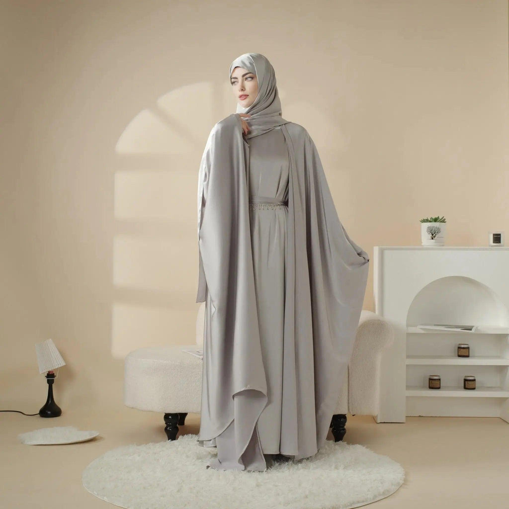 Mariam's Collection 5-Piece Set Butterfly Abaya With Niqab, Loose Full Cover Satin Abaya (MOA019) — detail shot 7