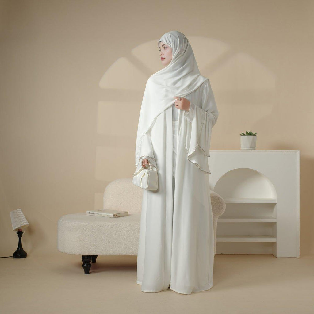 Mariam's Collection Crepe Satin Ruffle Sleeve Abaya, 5-Piece Set (MOA033) — detail shot 8