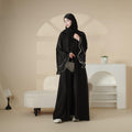 Mariam's Collection Crepe Satin Ruffle Sleeve Abaya, 5-Piece Set (MOA033) — lifestyle worn / used context