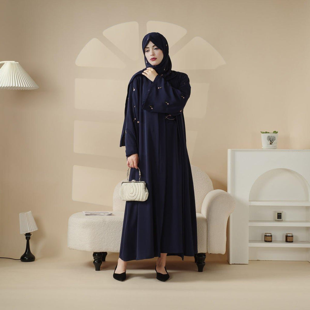Mariam's Collection Mariam's Collection Tulip Embroidery Open Abaya 4-Piece Set (MOA051) — lifestyle worn / used context