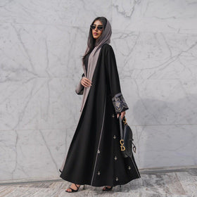 Elegant  Embroidered Temperament Open Abaya (MOA062)