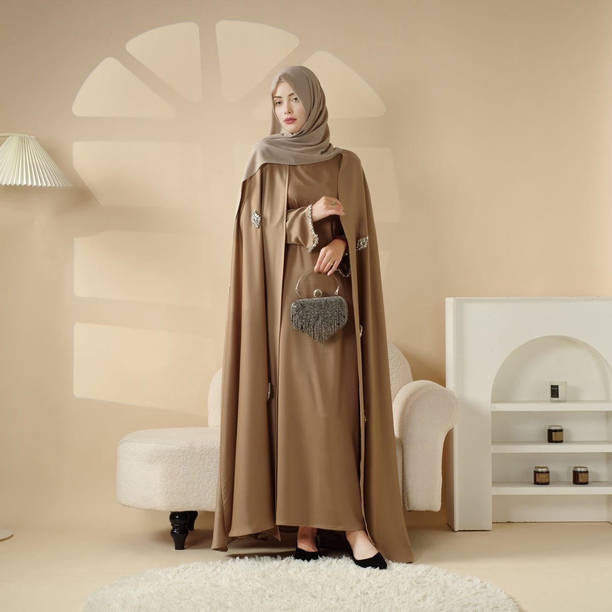 Mariam's Collection Cape Abaya, Haute Couture Heavy Rhinestone Abaya (MOA067) — product category context