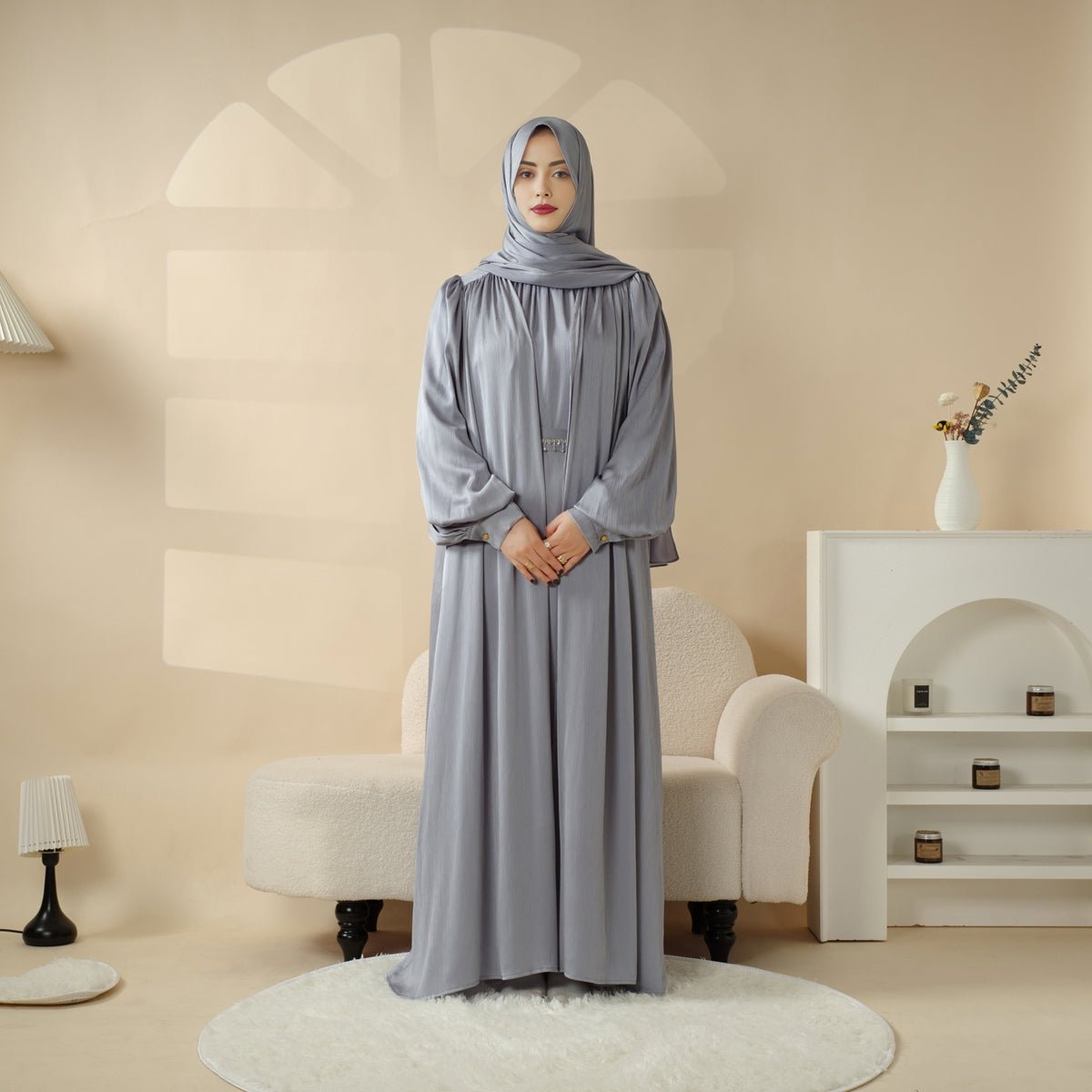 Mariam's Collection Lantern Sleeve Abaya, 4-Piece Set Large Pleated Sleeves Abaya (MOA084) — product category context