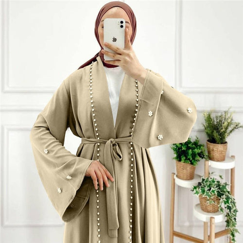 Beaded Open Abaya - Elegant & Temperament With Matching Belt (MOA090)