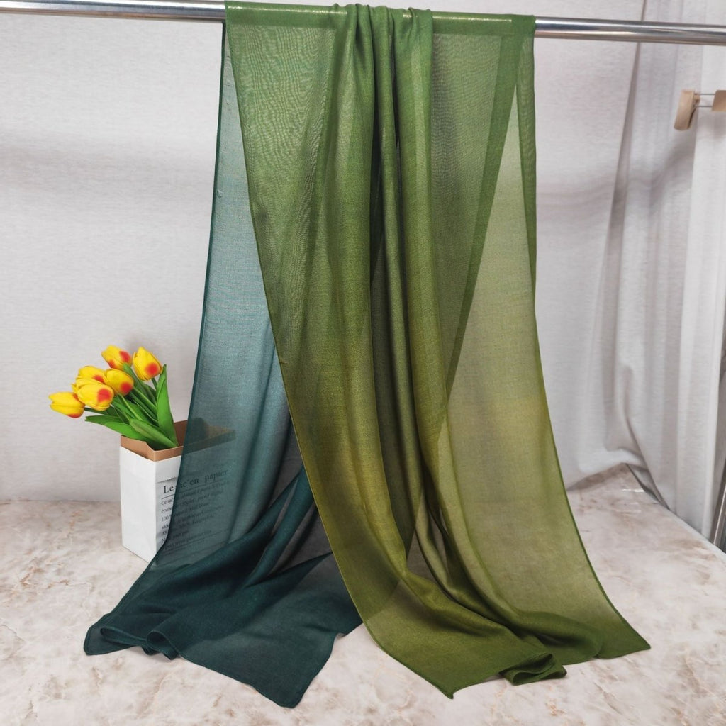 Mariam's Collection Modal Gradient Soft Hijab | Color Transition Hijab with Natural Flow (MH162) — flat-lay composition