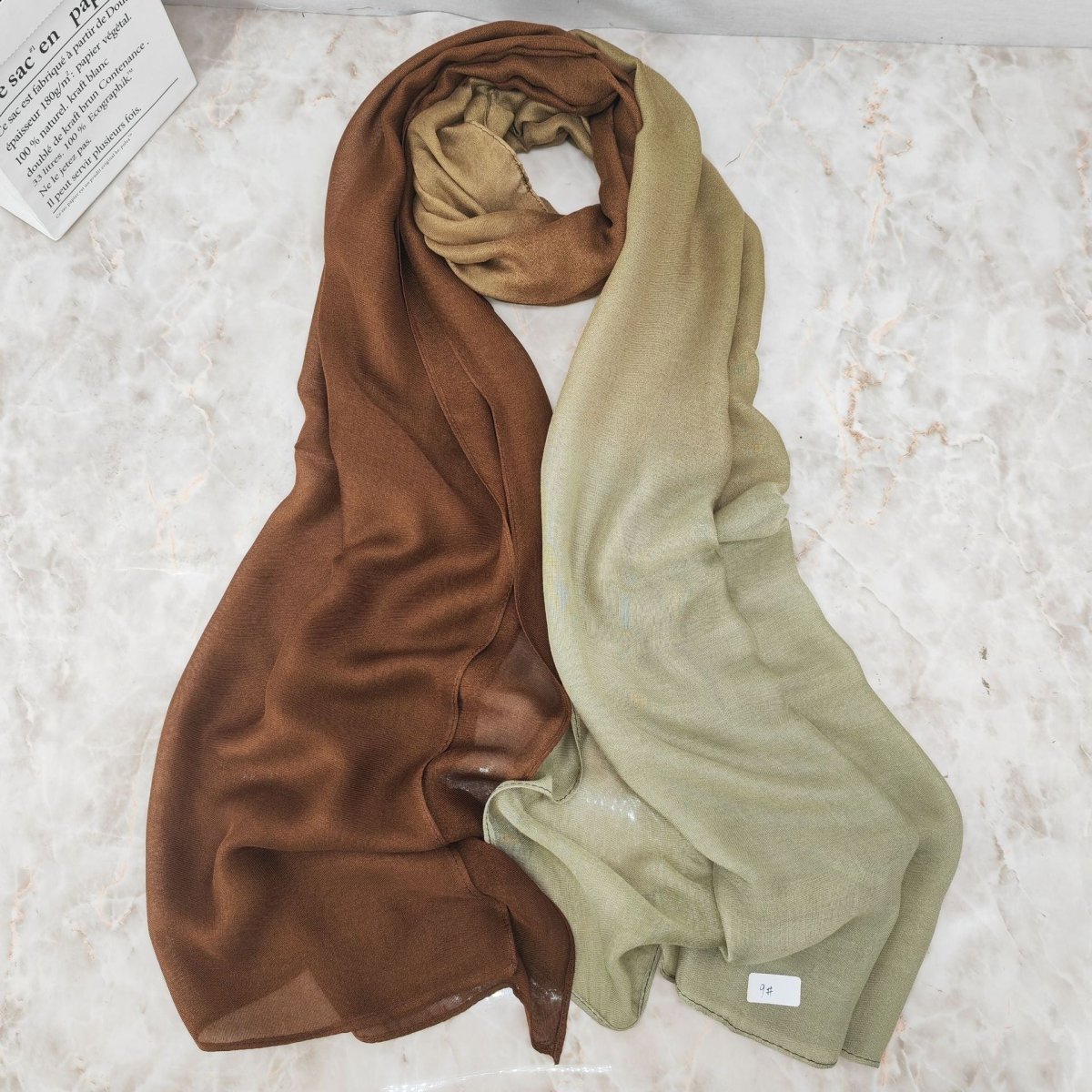 Mariam's Collection Modal Gradient Soft Hijab | Color Transition Hijab with Natural Flow (MH162) — product on model