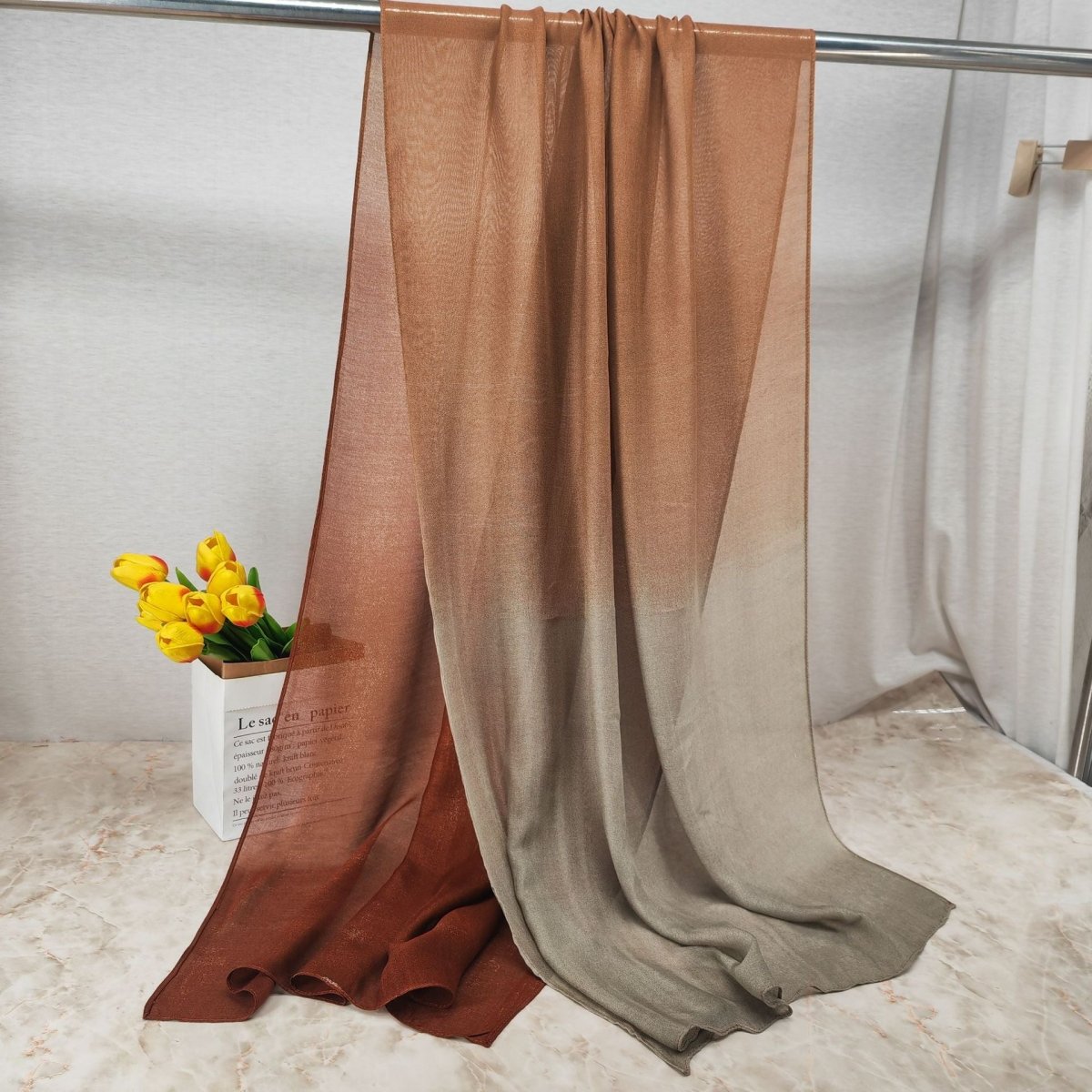 Mariam's Collection Modal Gradient Soft Hijab | Color Transition Hijab with Natural Flow (MH162) — comparison shot