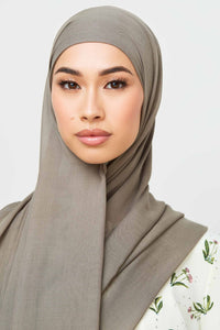 Modal Hijab & Matching Undercap Set - Smokey Olive Veiled 