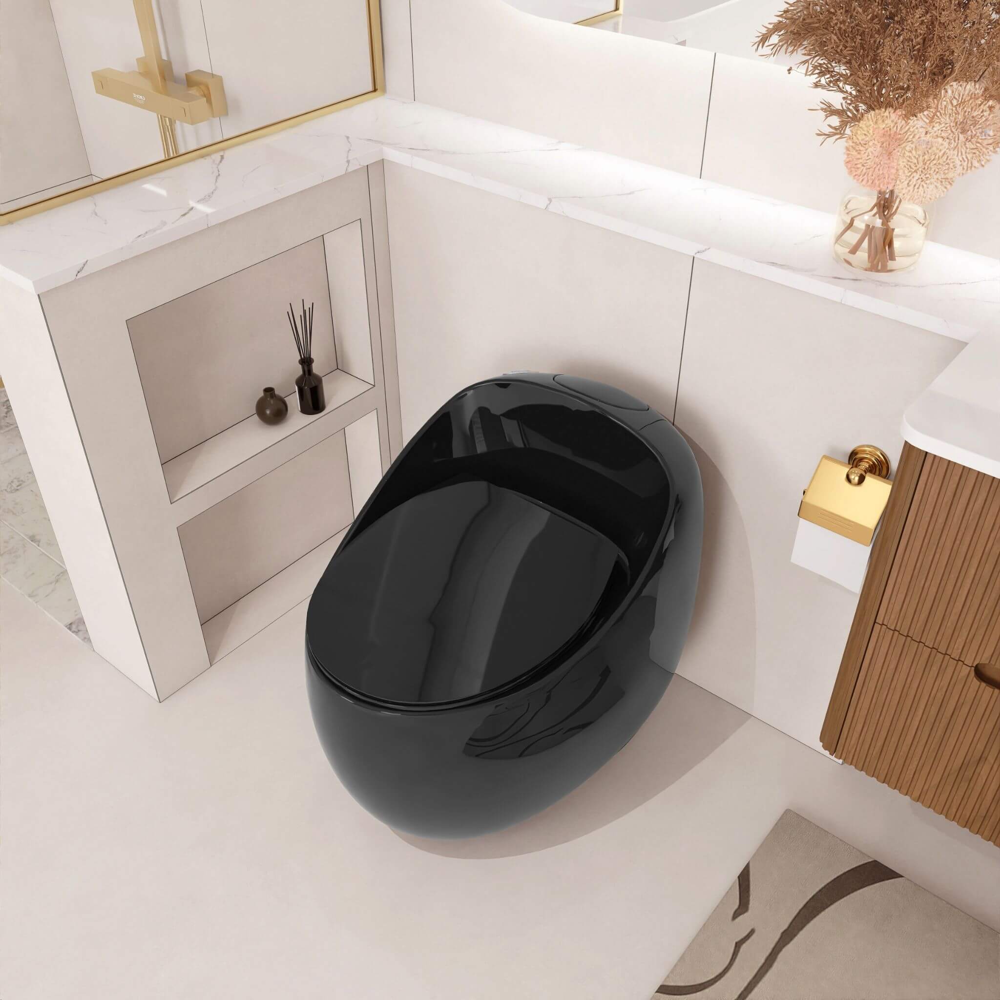 Nuvia Modern 1.28 GPF Single Flush 1-Piece Ceramic Egg-Shaped Toilet (SAK93341) – SAKSBY WHOLESALE, view 6
