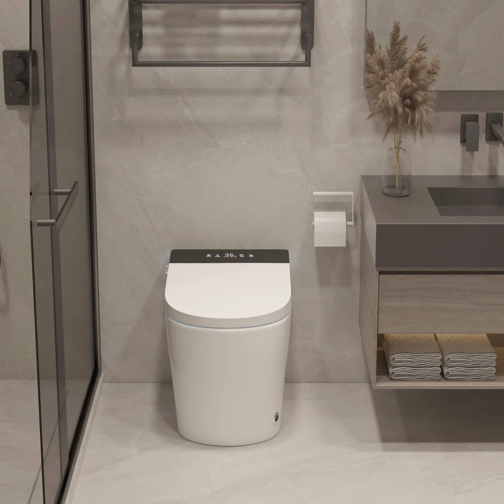 Nuvia Modern Compact Smart Tankless Toilet With Bidet, Auto Open, Auto Flush, Heated Seat And Air Dryer (SAK51990) – SAKSBY W
