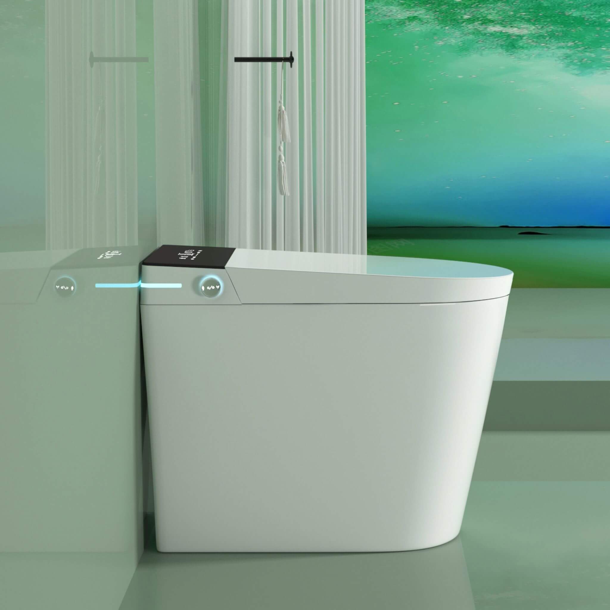 Nuvia Modern Compact Smart Tankless Toilet With Bidet, Auto Open, Auto Flush, Heated Seat And Air Dryer (SAK51990) – SAKSBY W