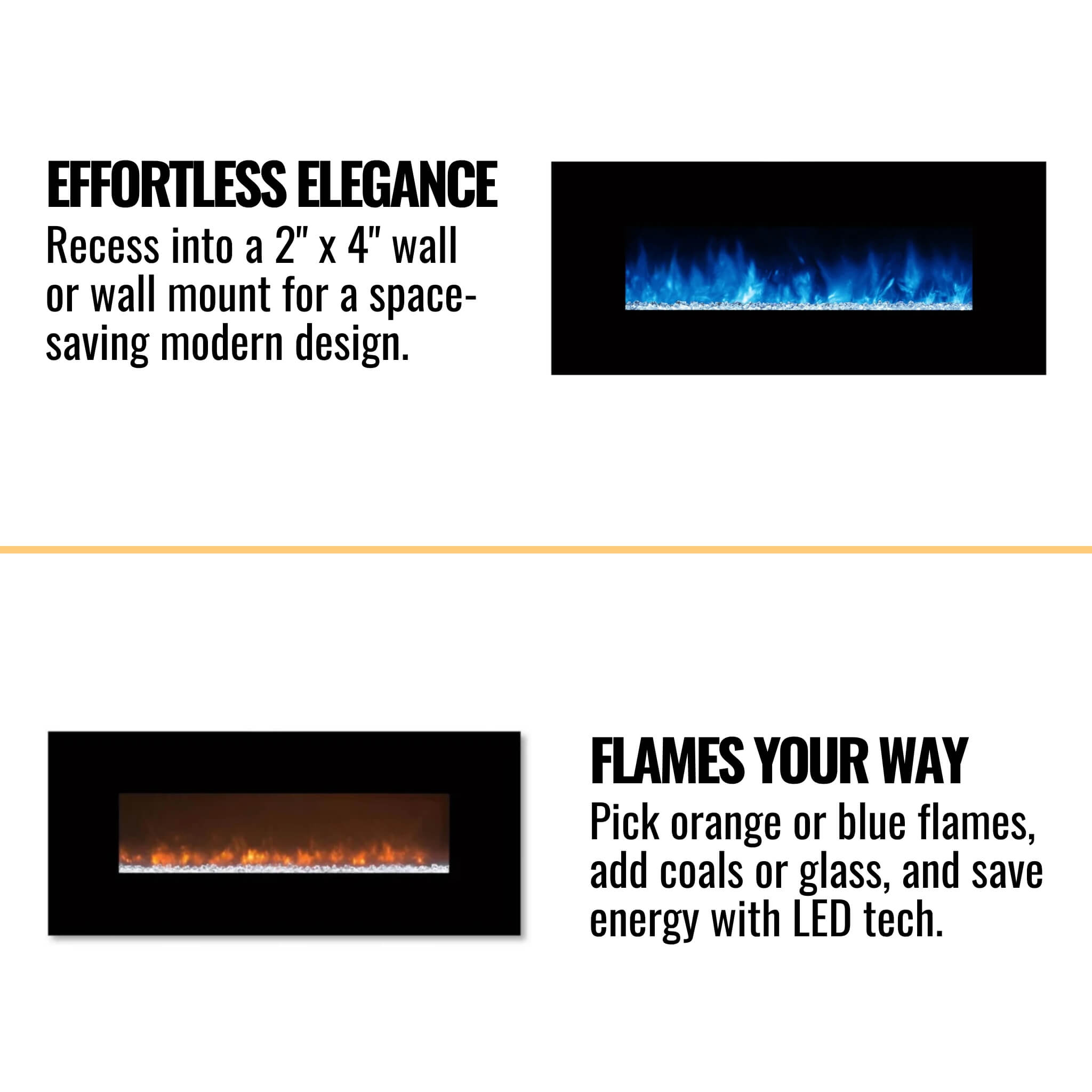 Modern Flames Ambiance 60-Inch Built-In Electric Fireplace With LED Flame Technology [AL60CLX2-G] (SAK12890) – SAKSBY WHOLESA
