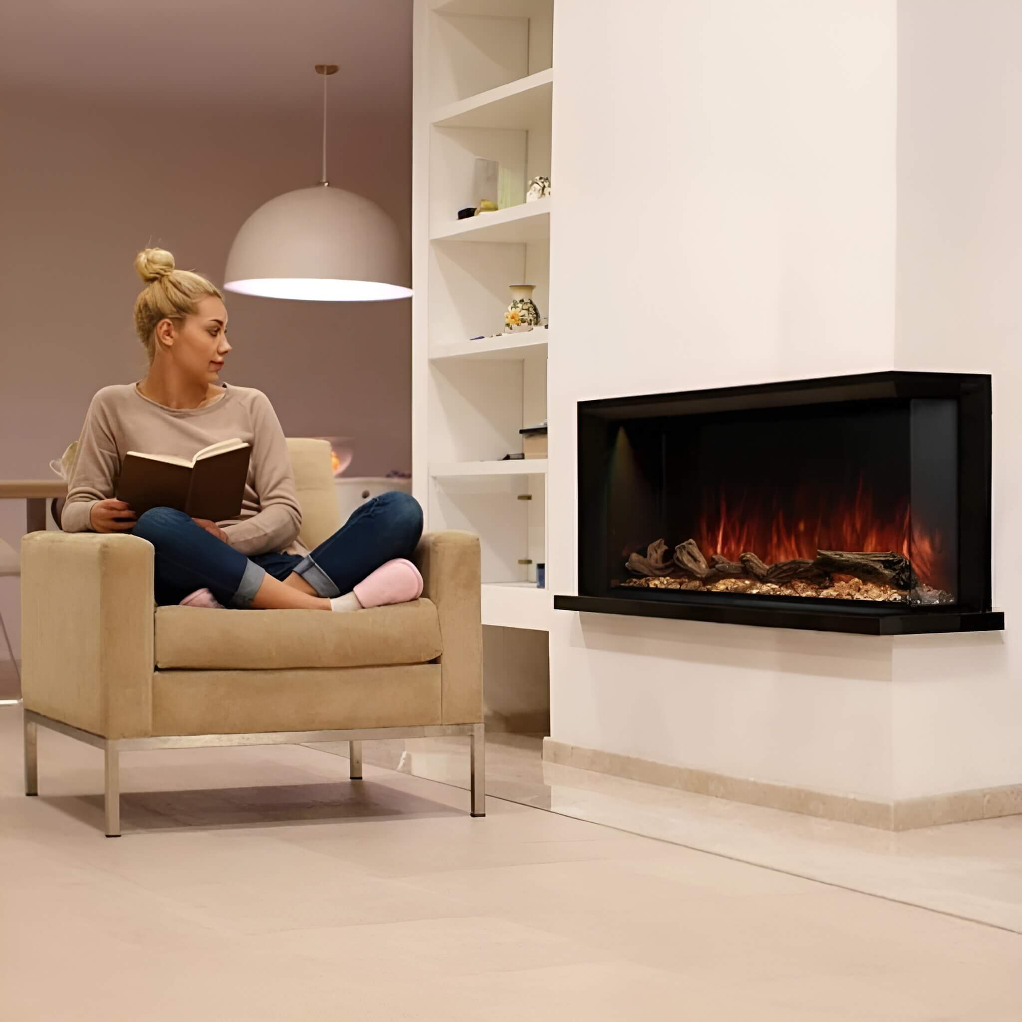 Modern Flames Landscape Pro Multi 56-Inch Linear Multi-Sided Electric Fireplace With Hybrid Flame Technology [LPM-5616V2] (SA