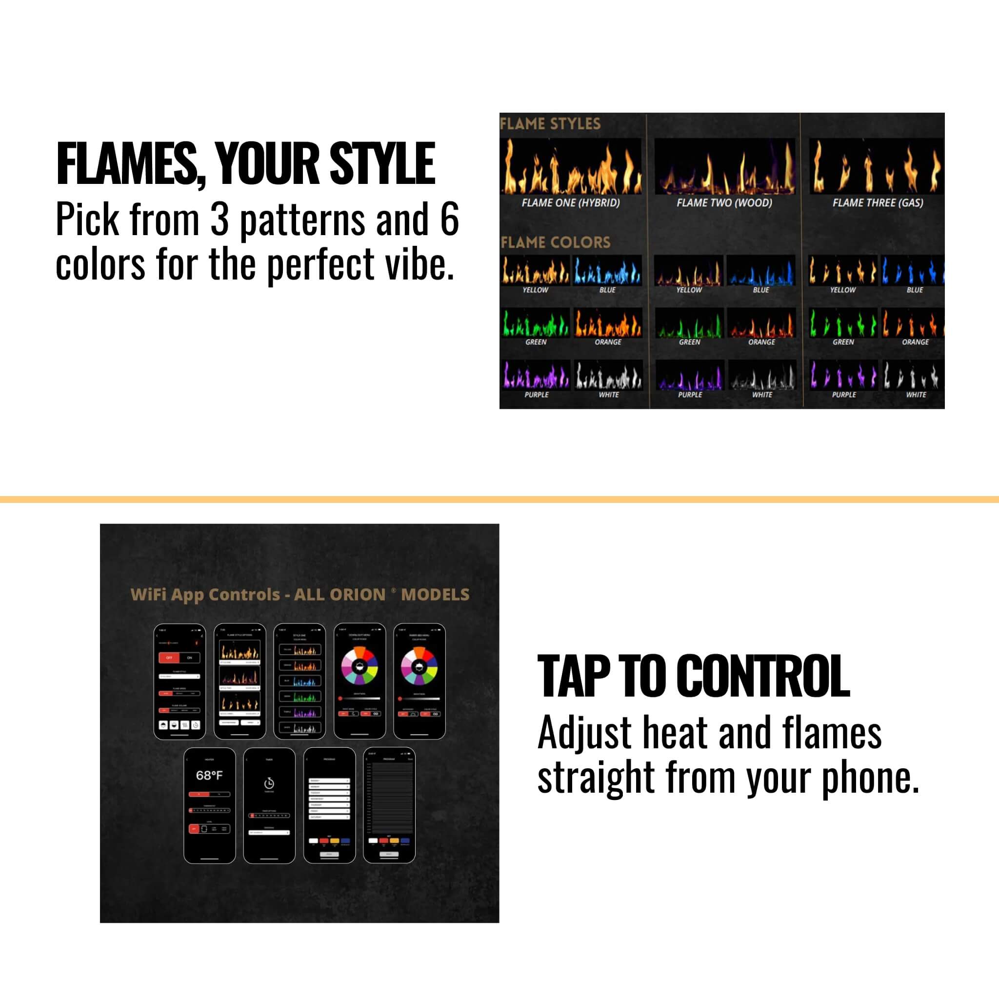 Modern Flames Orion Slim 76-Inch Heliovision Single-Sided Electric Fireplace [OR76-SLIM] (SAK41935) – SAKSBY WHOLESALE, view 