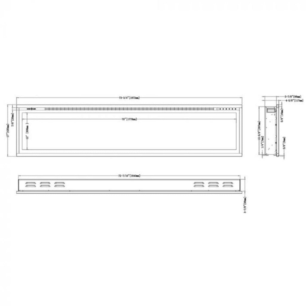 Modern Flames Spectrum Slimline 74-Inch Built-In Linear Electric Fireplace [SPS-74B] (SAK73458) – SAKSBY WHOLESALE, view 6