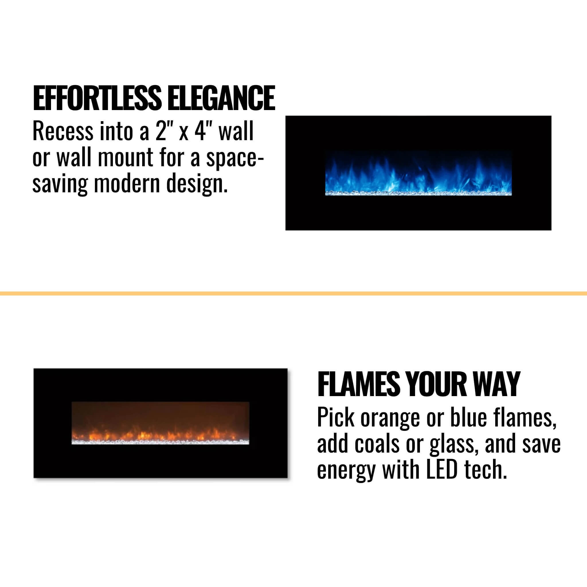 Modern Flames Ambiance 60-Inch Built-In Electric Fireplace With LED Flame Technology [AL60CLX2-G] (SAK12890) – SAKSBY WHOLESA