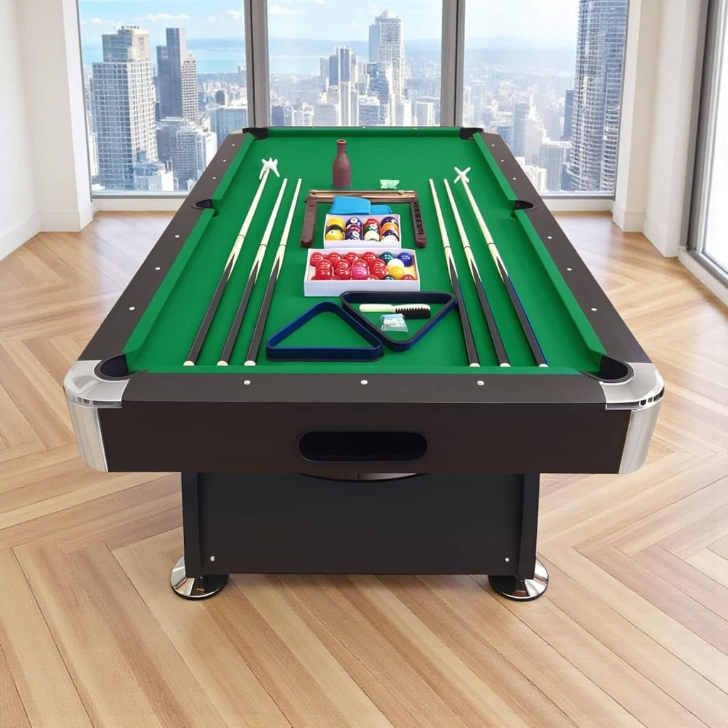 8FT Modern Green Felt Billiard Pool Table With Automatic Ball Return And Accessories Kit (SAK24870) – SAKSBY WHOLESALE, view 