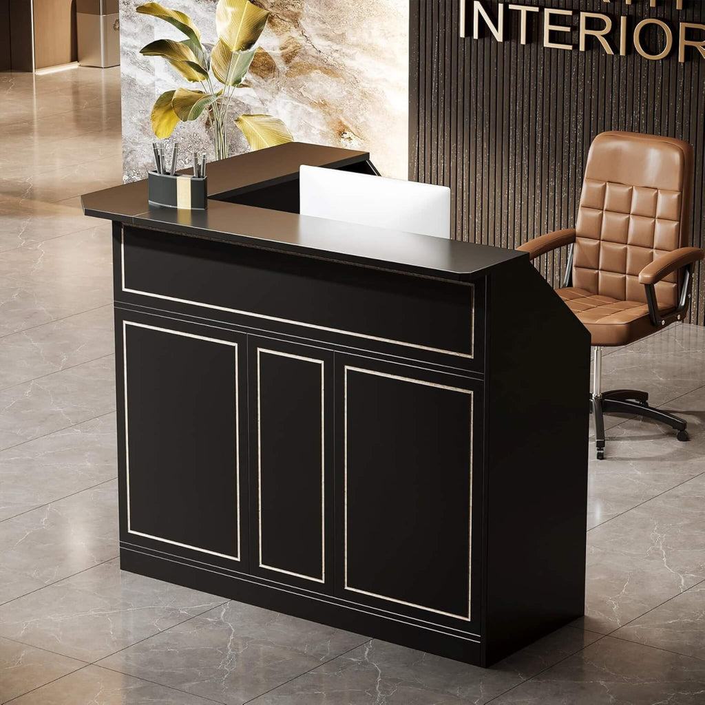 Velmor Modern L-Shaped Reception Desk With Storage Shelves (SAK81036) – SAKSBY WHOLESALE, view 4