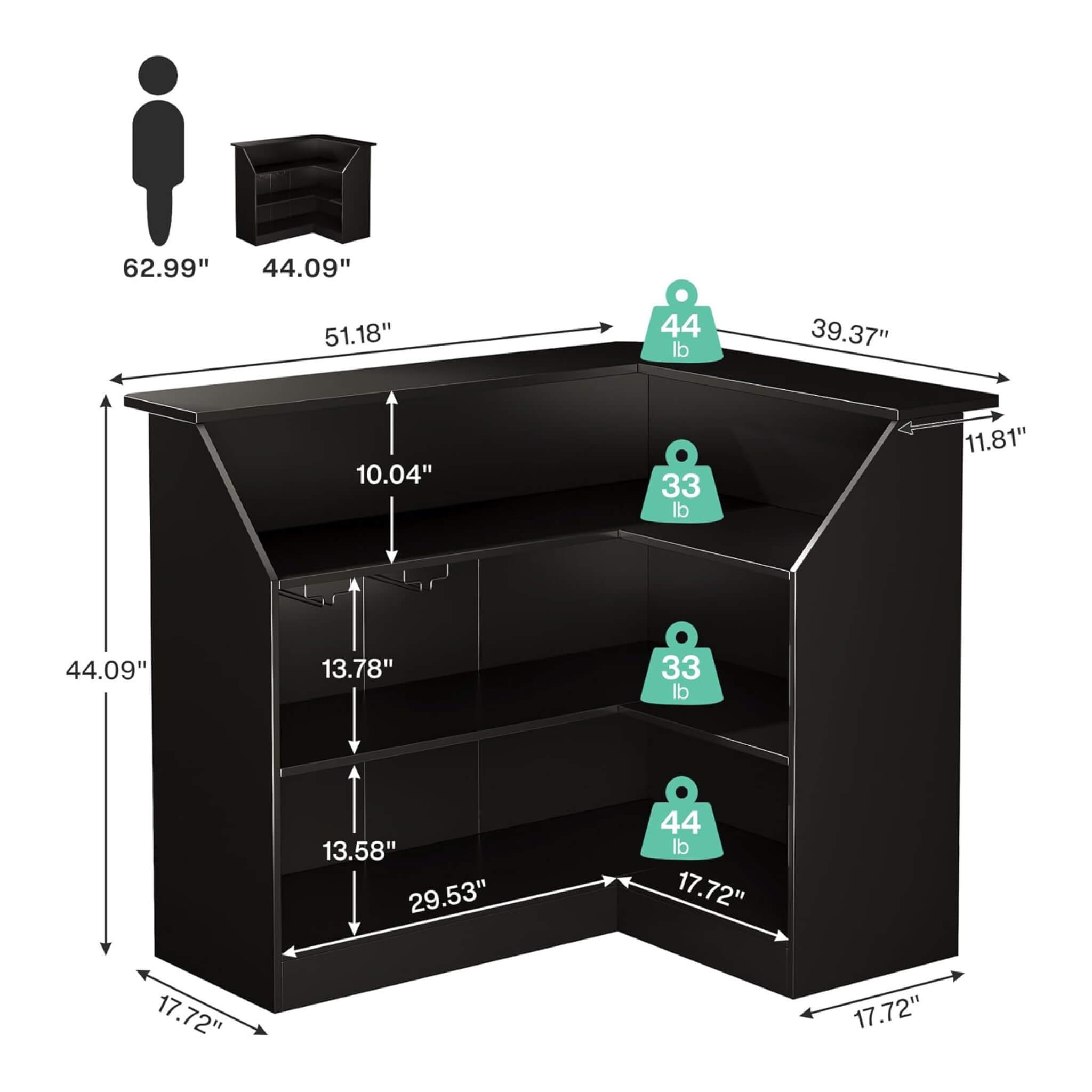 Velmor Modern L-Shaped Reception Desk With Storage Shelves (SAK81036) – SAKSBY WHOLESALE, view 9