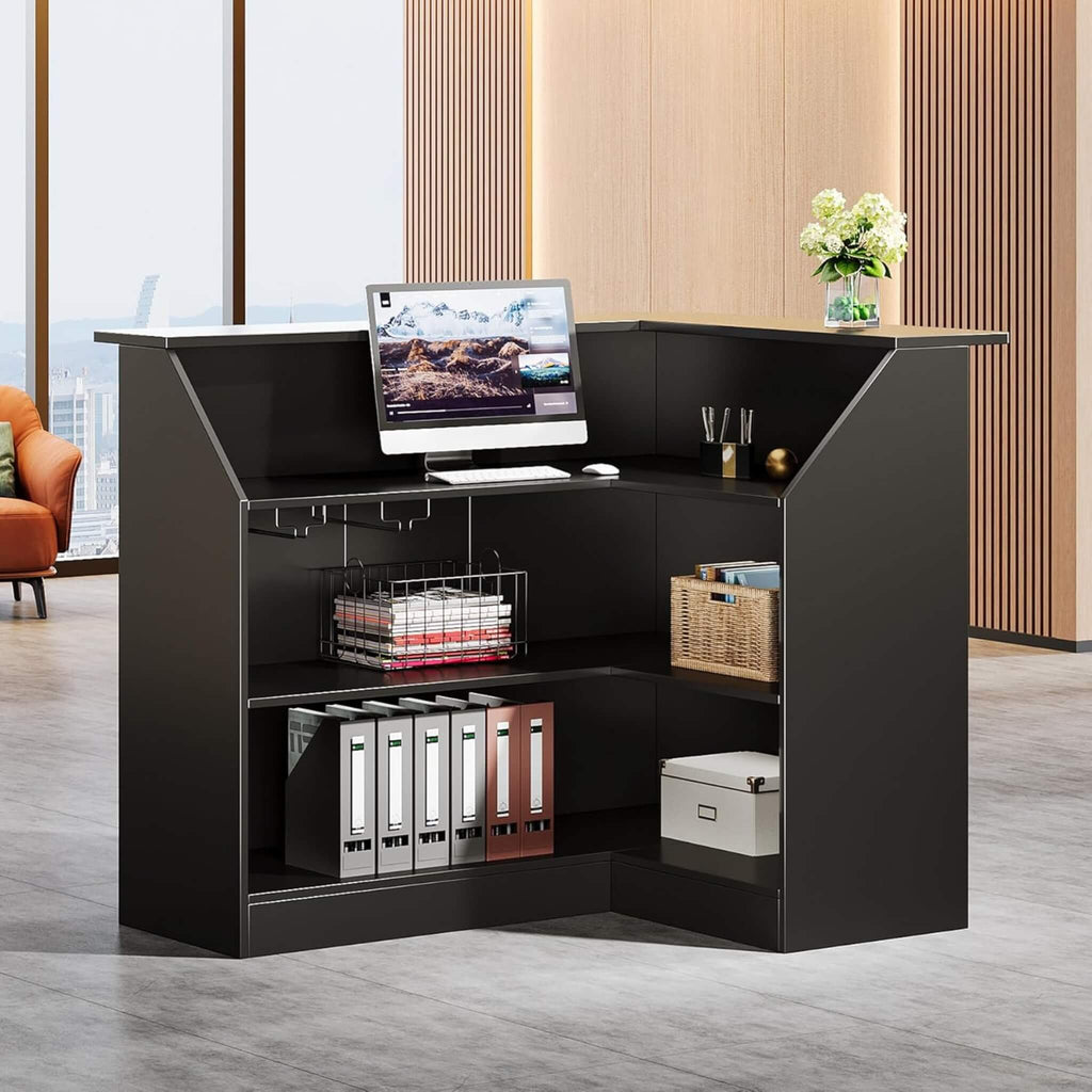 Velmor Modern L-Shaped Reception Desk With Storage Shelves (SAK81036) – SAKSBY WHOLESALE, view 6