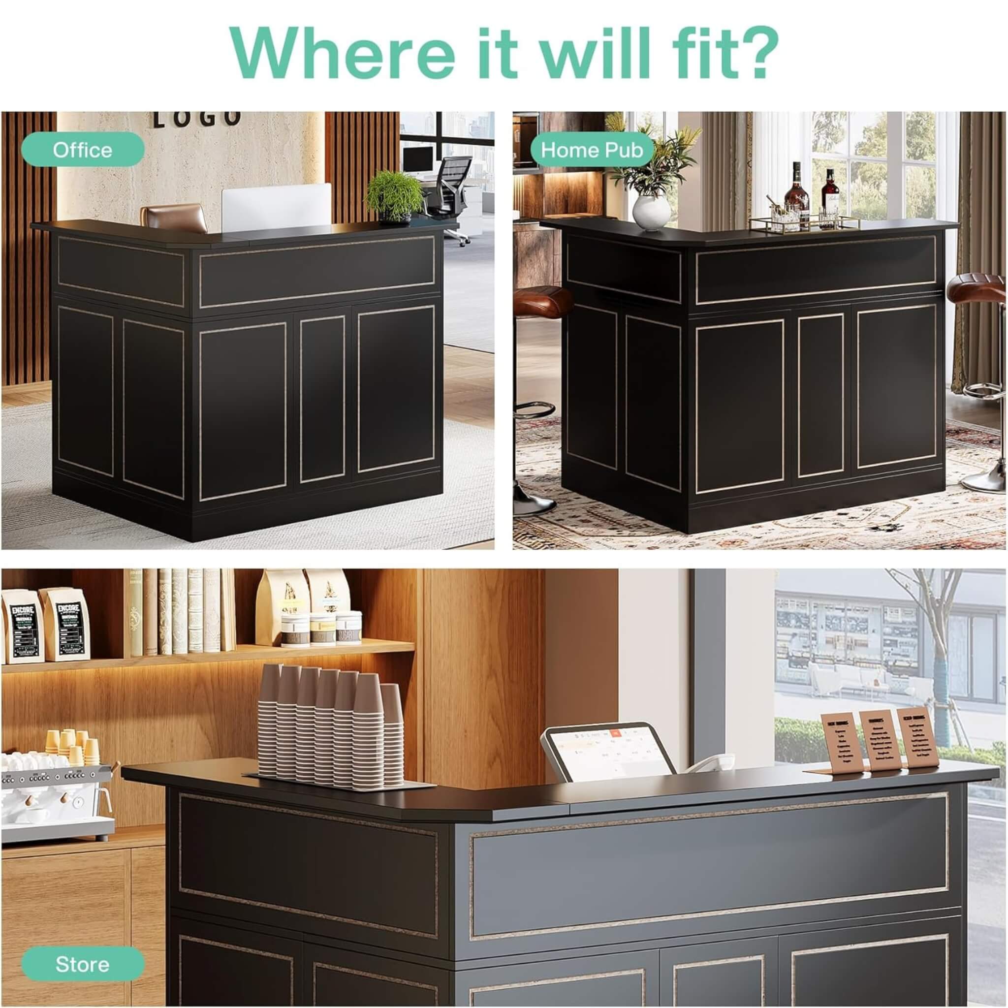 Velmor Modern L-Shaped Reception Desk With Storage Shelves (SAK81036) – SAKSBY WHOLESALE, view 3