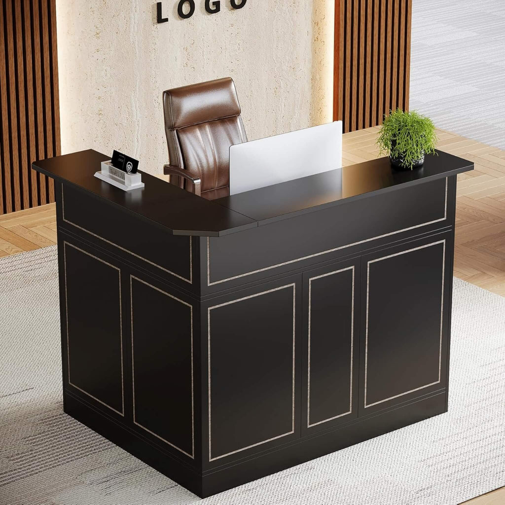 Velmor Modern L-Shaped Reception Desk With Storage Shelves (SAK81036) – SAKSBY WHOLESALE, view 7