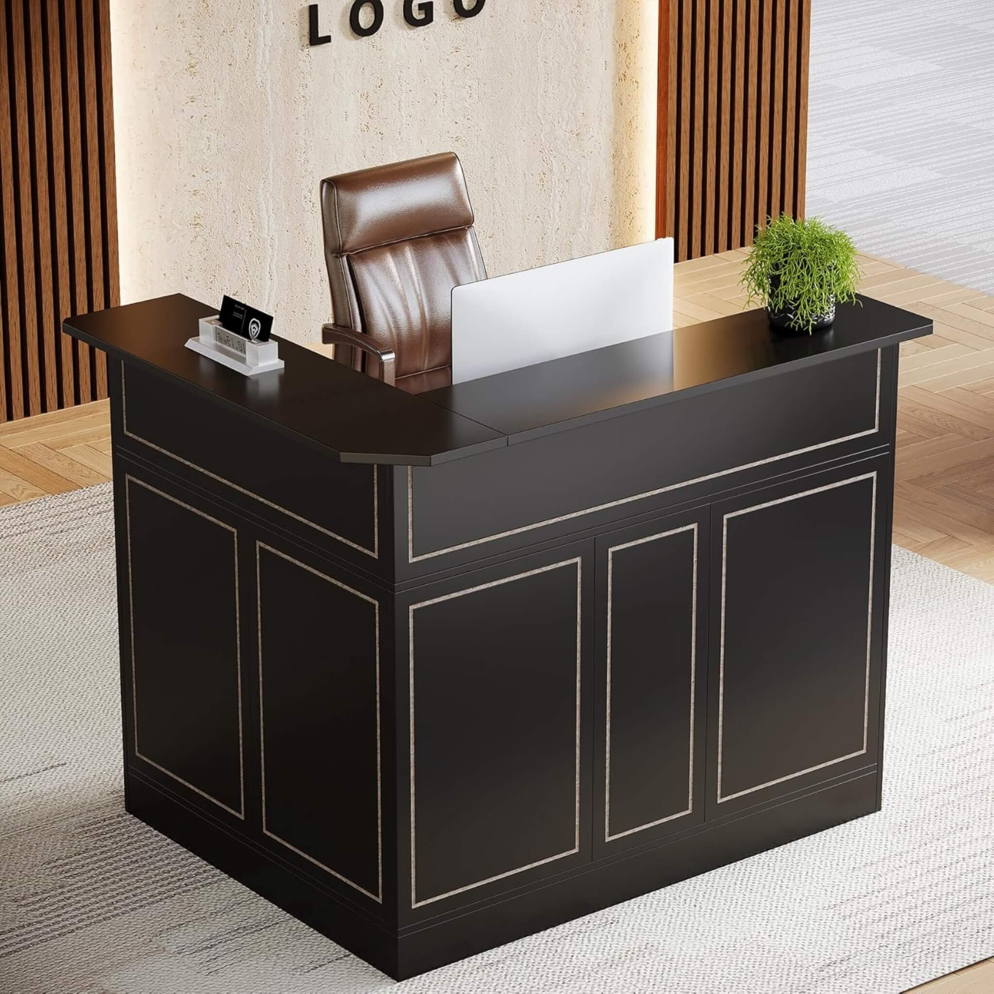 Velmor Modern L-Shaped Reception Desk With Storage Shelves (SAK81036) – SAKSBY WHOLESALE, view 7