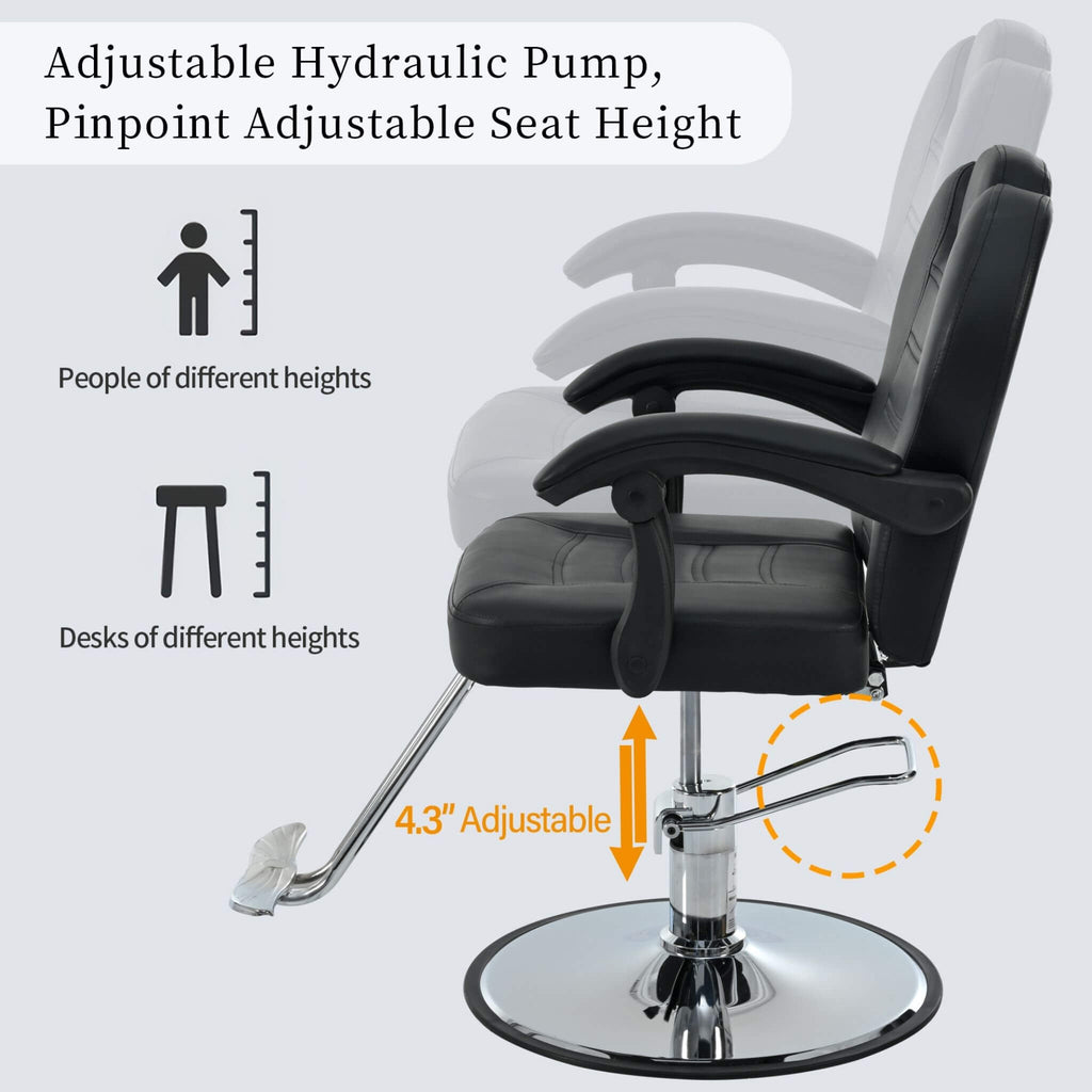 Modern Reclining Barber Chair With Adjustable Headrest And Hydraulic Pump (SAK62751) – SAKSBY WHOLESALE, view 5
