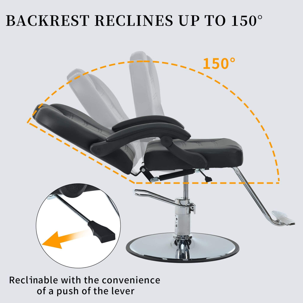 Modern Reclining Barber Chair With Adjustable Headrest And Hydraulic Pump (SAK62751) – SAKSBY WHOLESALE, view 4