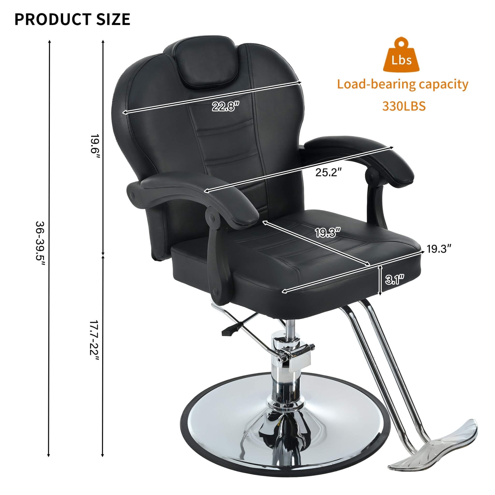 Modern Reclining Barber Chair With Adjustable Headrest And Hydraulic Pump (SAK62751) – SAKSBY WHOLESALE, view 12