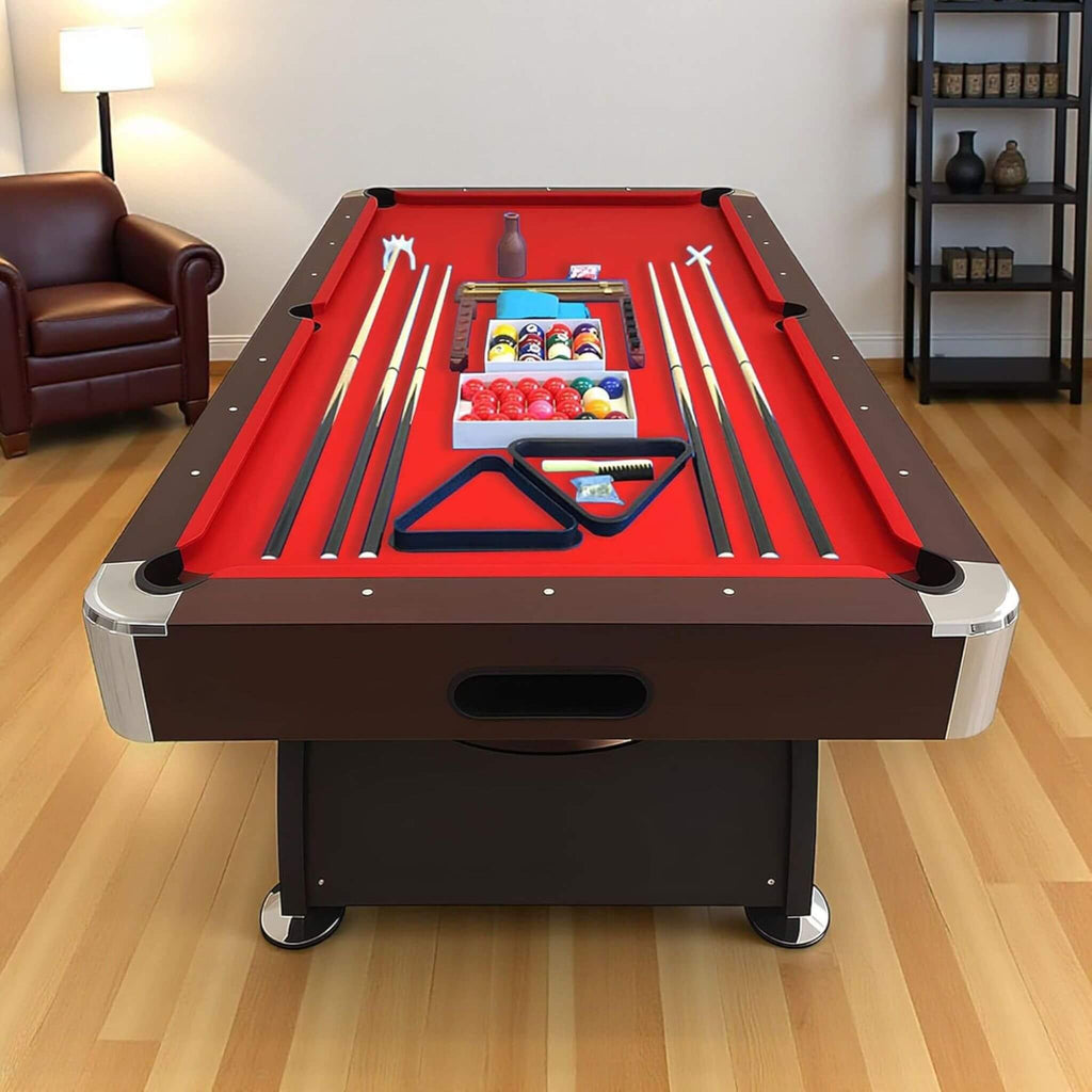 8FT Modern Red Felt Billiard Pool Table With Automatic Ball Return And Accessories Kit (SAK76139) – SAKSBY WHOLESALE, view 3