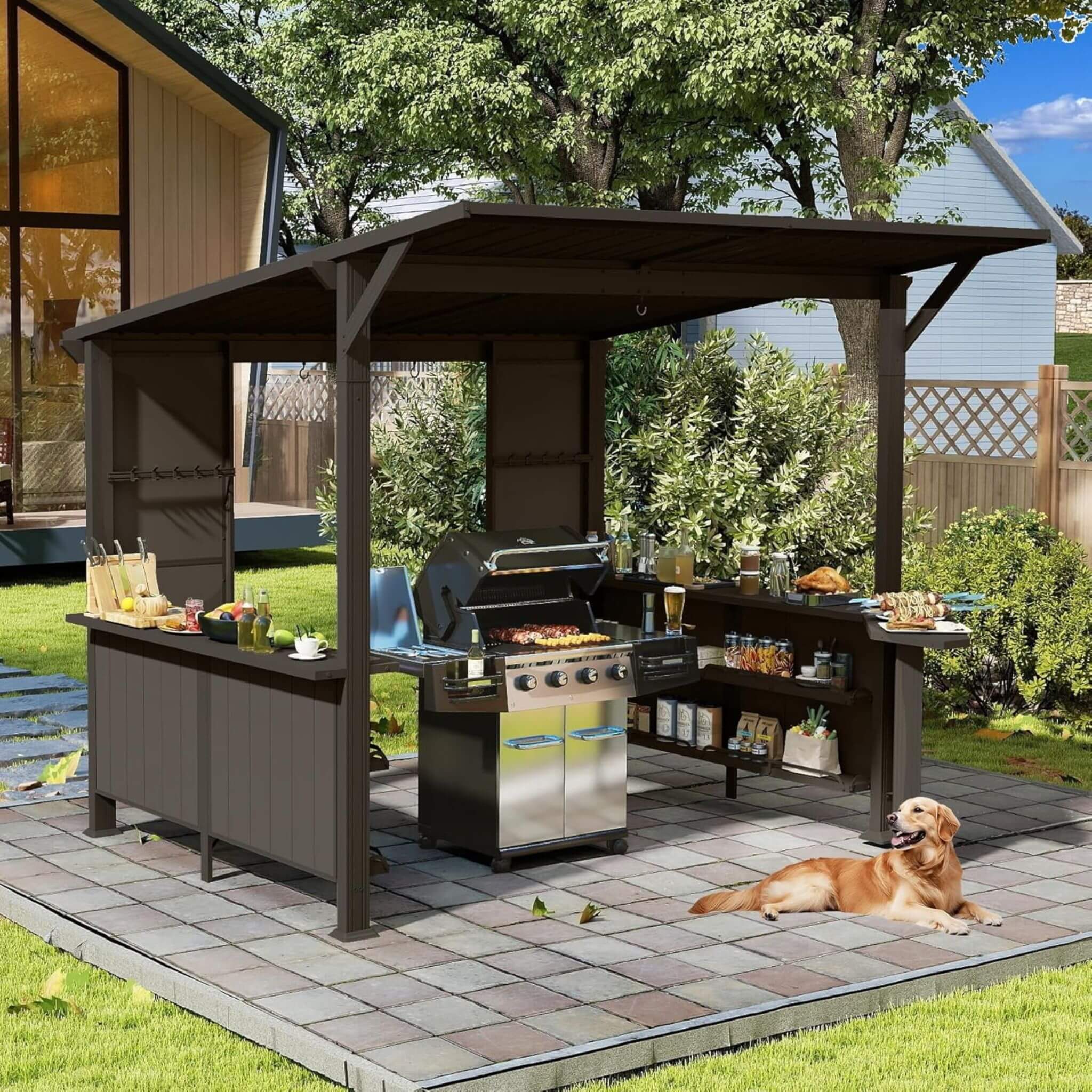 [09X10FT] Alora Modern Slanted Hardtop Alloy Steel Grill Gazebo (SAK32687) – SAKSBY WHOLESALE