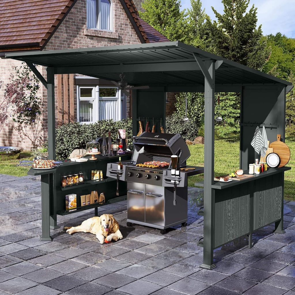 [09X10FT] Alora Modern Slanted Hardtop Alloy Steel Grill Gazebo (SAK32687) – SAKSBY WHOLESALE, view 9
