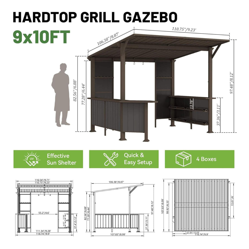 [09X10FT] Alora Modern Slanted Hardtop Alloy Steel Grill Gazebo (SAK32687) – SAKSBY WHOLESALE, view 10