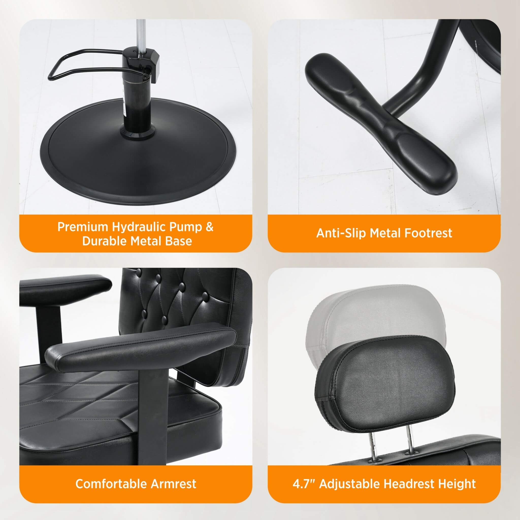 Modern Vintage Hydraulic PU Leather Reclining Barber Chair (SAK59102) – SAKSBY WHOLESALE, view 6