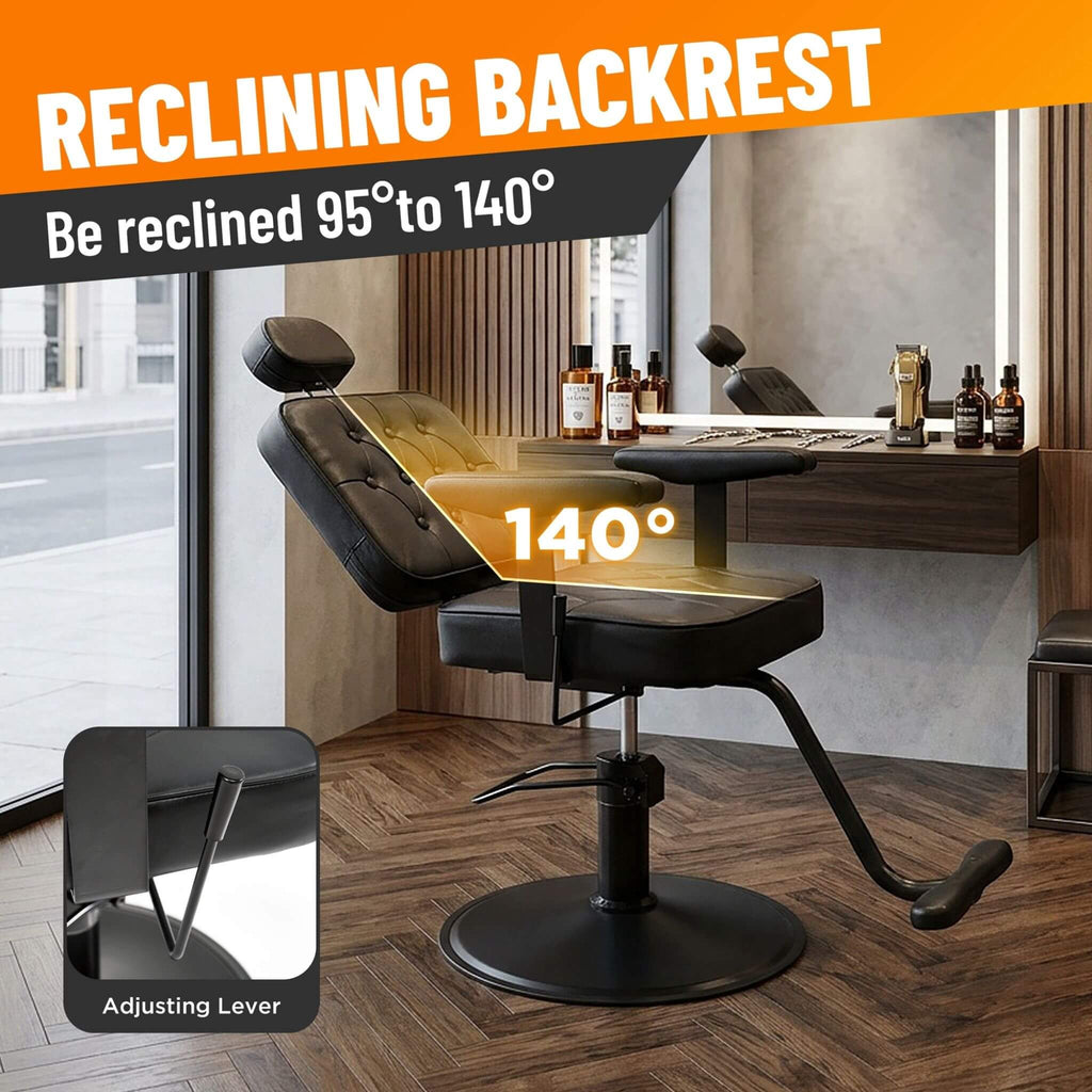 Modern Vintage Hydraulic PU Leather Reclining Barber Chair (SAK59102) – SAKSBY WHOLESALE, view 4