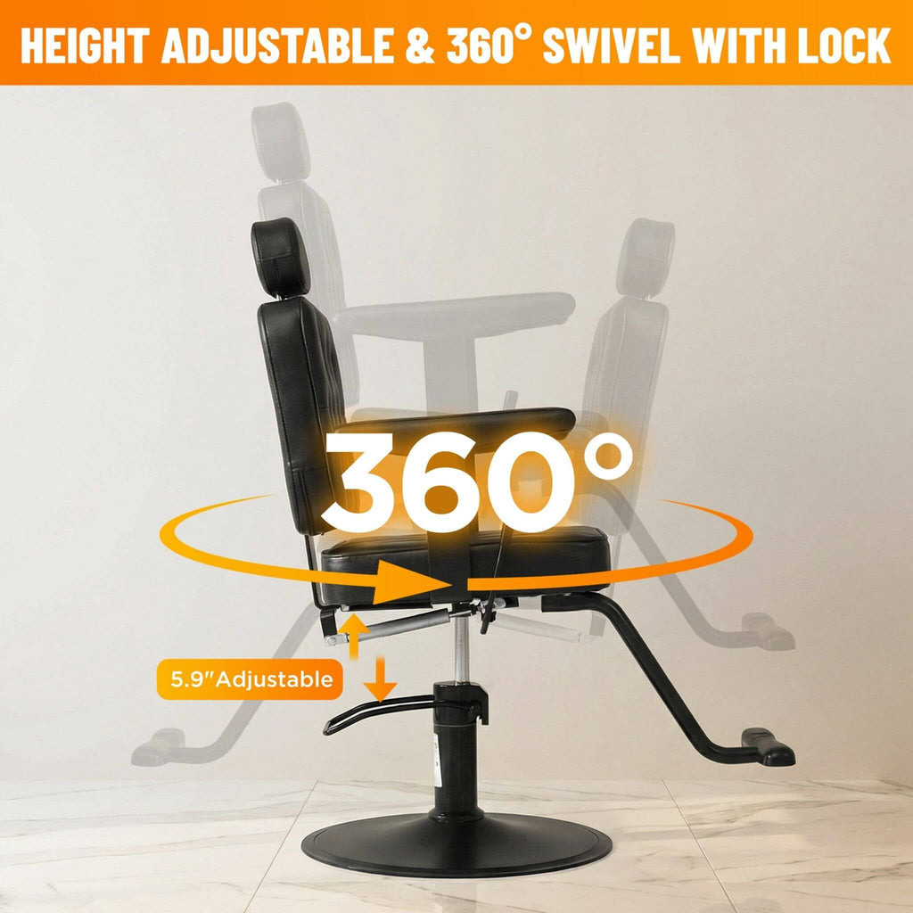 Modern Vintage Hydraulic PU Leather Reclining Barber Chair (SAK59102) – SAKSBY WHOLESALE, view 5