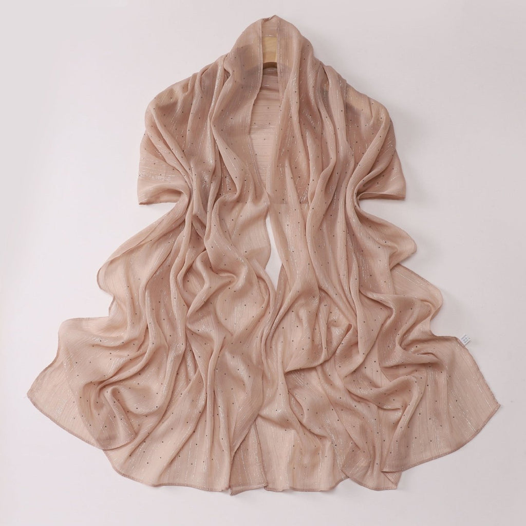 Mariam's Collection Modest Elegance Silver Crinkle Drape Hijab with Rhinestones (MH155) — main product shot