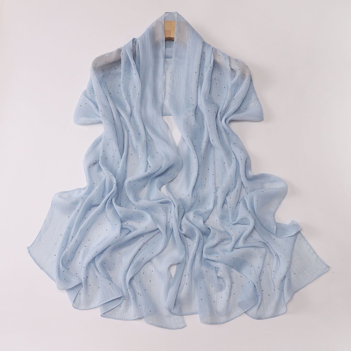 Mariam's Collection Modest Elegance Silver Crinkle Drape Hijab with Rhinestones (MH155) — product on model