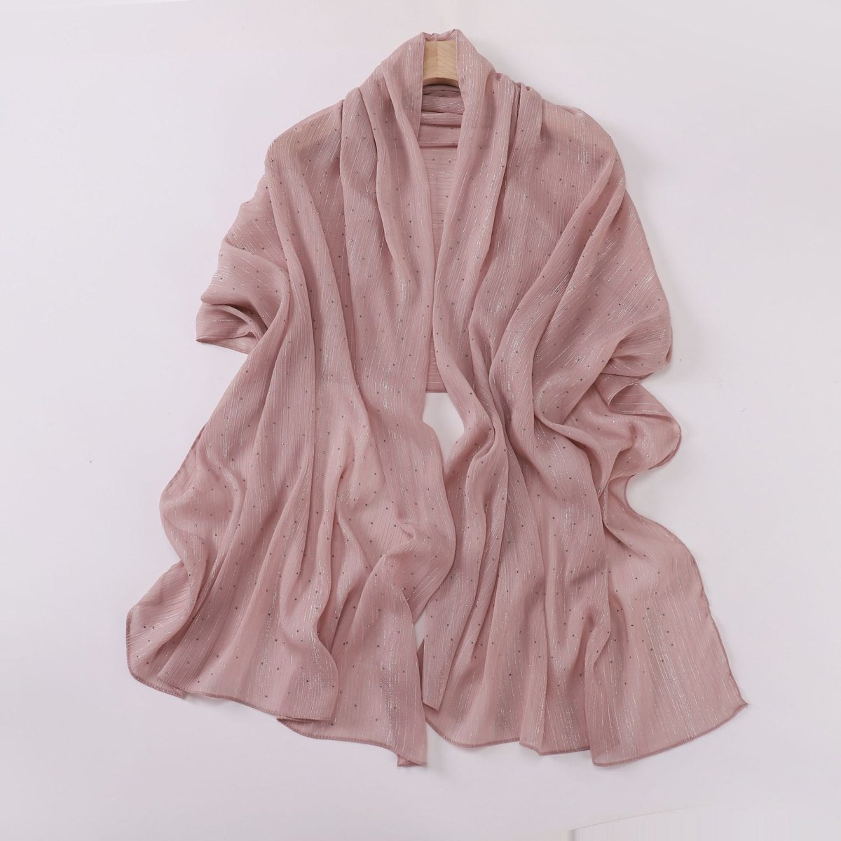 Mariam's Collection Modest Elegance Silver Crinkle Drape Hijab with Rhinestones (MH155) — feature highlight