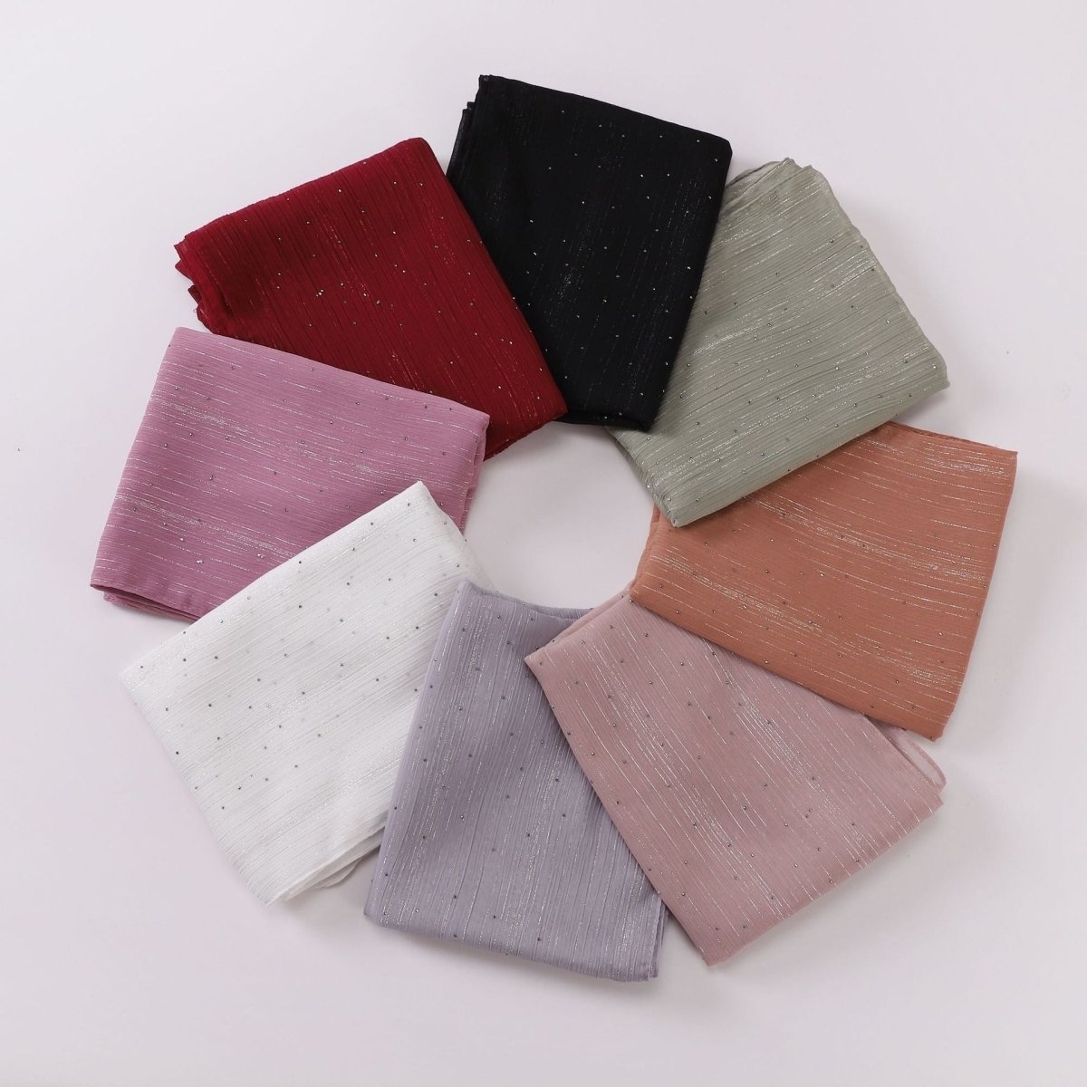 Mariam's Collection Modest Elegance Silver Crinkle Drape Hijab with Rhinestones (MH155) — main product shot