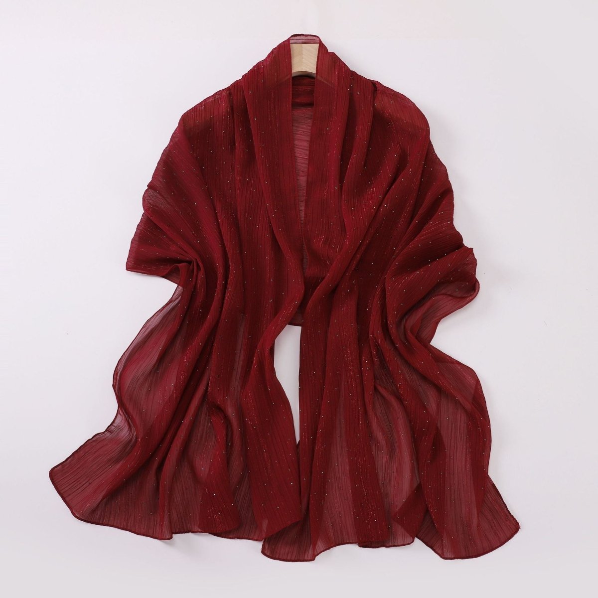 Mariam's Collection Modest Elegance Silver Crinkle Drape Hijab with Rhinestones (MH155) — fabric or material detail