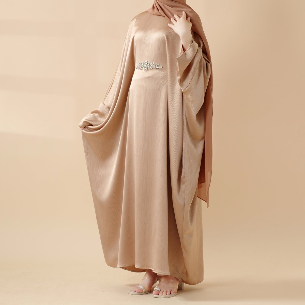 Mariam's Collection Modest Kaftan for Special Occasions: Batwing Abaya With Rhinestone Waist (MA135) — product category context