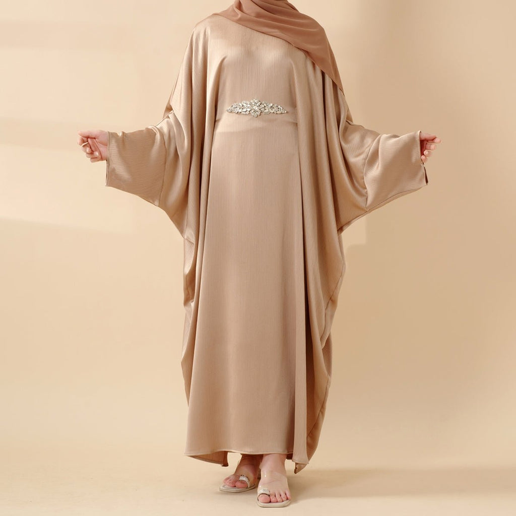 Mariam's Collection Modest Kaftan for Special Occasions: Batwing Abaya With Rhinestone Waist (MA135) — main product shot