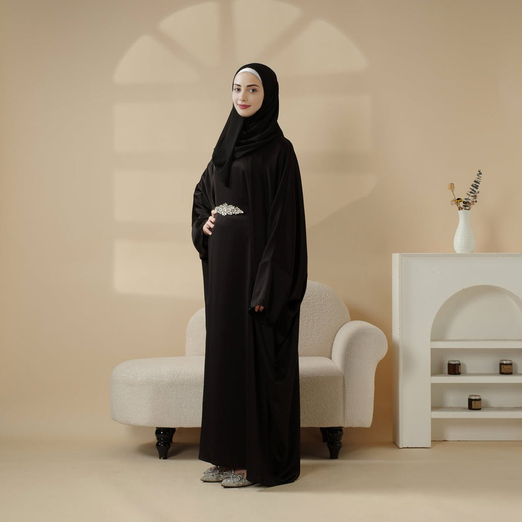 Mariam's Collection Modest Kaftan for Special Occasions: Batwing Abaya With Rhinestone Waist (MA135) — detail shot 8