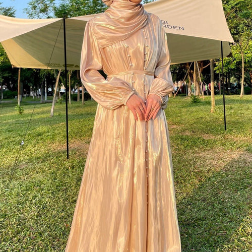 Modest Luxe Pearl-Embellished Streamer Evening Abaya Dress (MOA149)