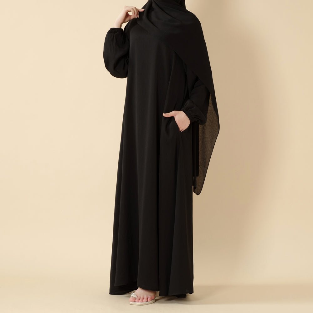 Mariam's Collection Modest Luxury Premium Nida Abaya | Zoom Umbrella Cut Summer Abaya (MA233) — product on model